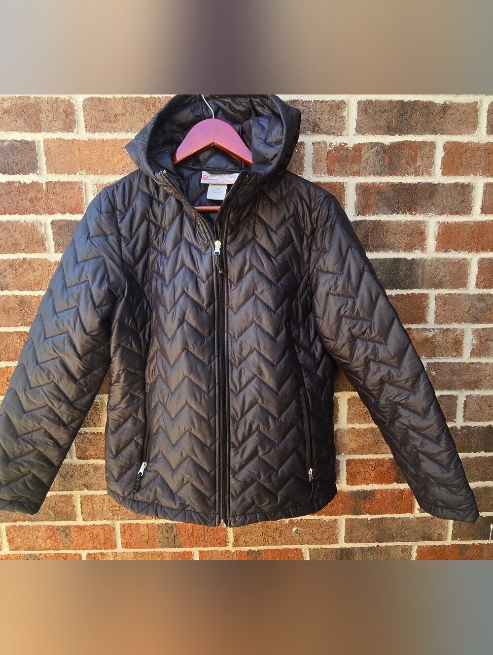 Free Country Women’s Large Black Quilted Hooded Jacket Lightweight Puffer